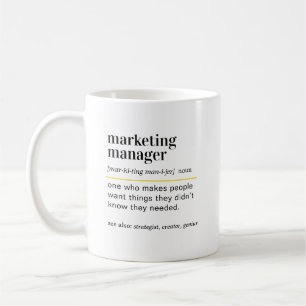 Rolig presentdefinition för marknadsföringschef kaffemugg