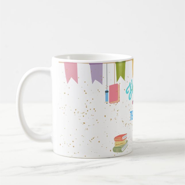 Rolig presentidé till lärardagen kaffemugg (Vänster)