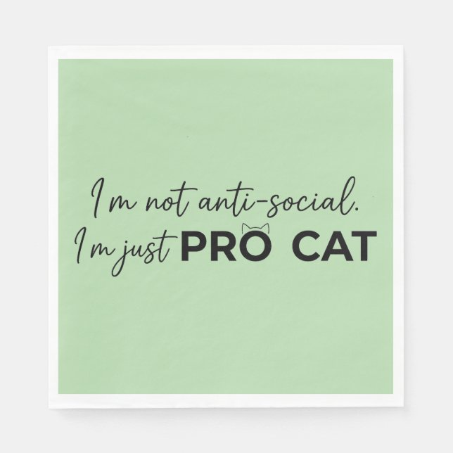 Rolig Pro Katt Anti-Social Introvert  Pappersservett (Framsidan)
