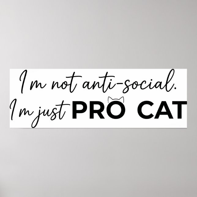 Rolig Pro Katt Anti-Social Introvert  Poster (Framsidan)