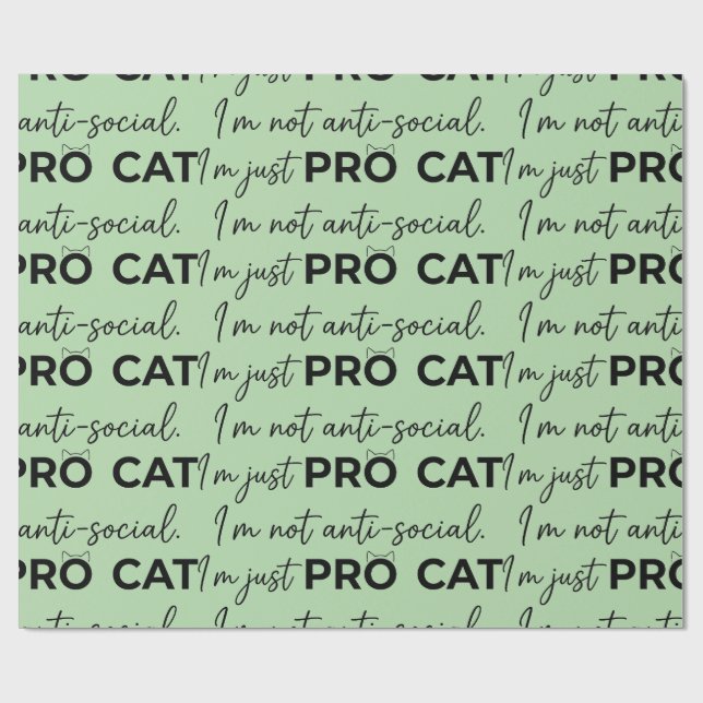 Rolig Pro Katt Anti-Social Introvert  Presentpapper (Platt)