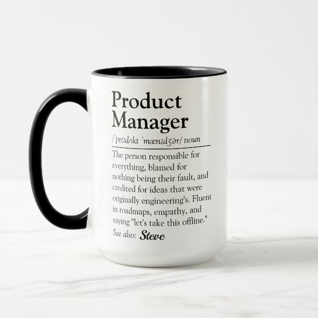 Rolig Produktchef Ordboksdefinition Skript Mugg (Vänster)