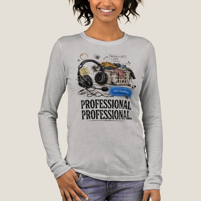 Rolig professionell WFH-långärmad möteströja T Shirt (Framsida)