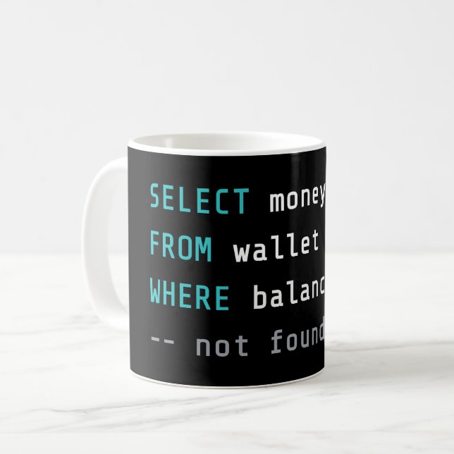 Rolig programmerare bröt SQL-kod skämt geek  Kaffemugg (Framsida vänster)
