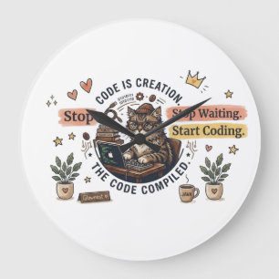 Rolig programmerare katt hoodie Ät Sov Kod Uppre Stor Klocka
