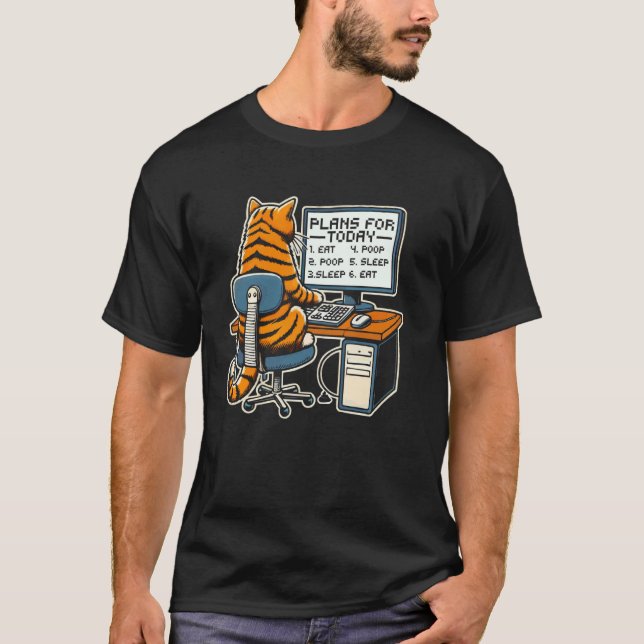 Rolig Programmerare Kodare Dator Programmering Kat T Shirt (Framsida)