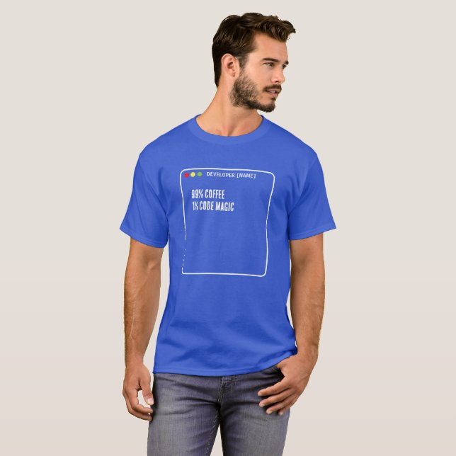 Rolig programmerarkod Magi - Anpassat Namn T Shirt (Hel framsida)
