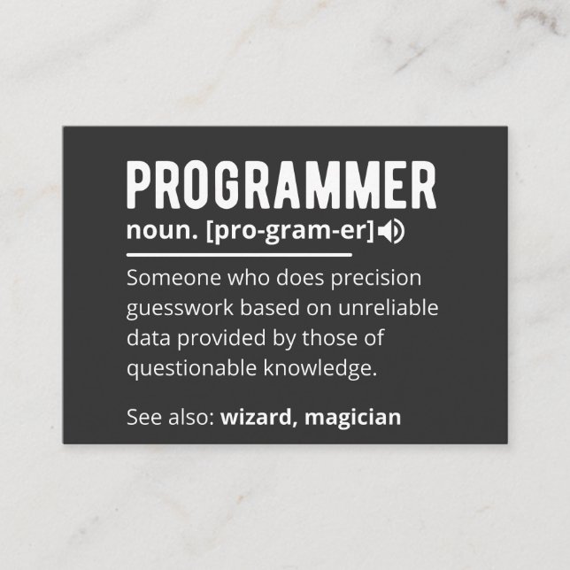 Rolig Programmerarkod Utvecklare Betydelse Definit Visitkort (Framsida)
