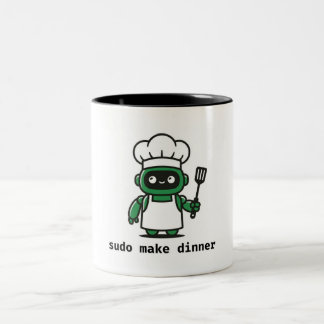 Rolig programmerarmugg — sudo make dinner Två-Tonad mugg