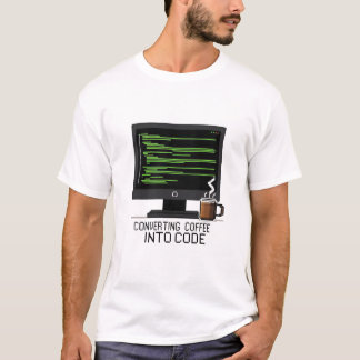 Rolig programmering pixelkonst med kaffe t shirt
