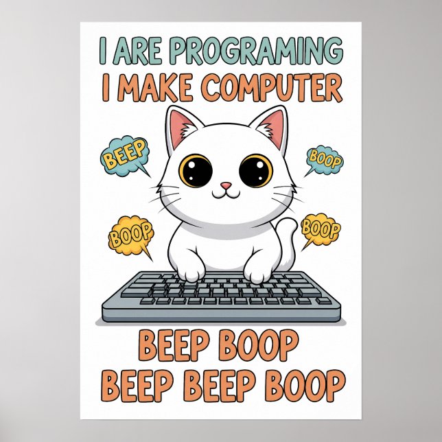 Rolig programmeringskattememe - "Jag är programmer Poster (Framsidan)