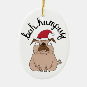 Rolig prydnad för Bah Humpug Santa mopsjul Julgransprydnad Keramik