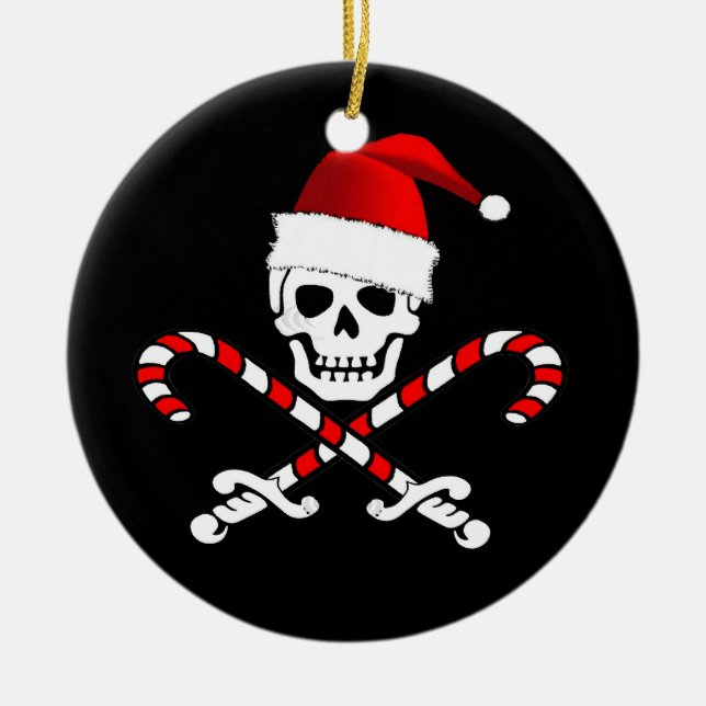 Rolig prydnad för piratflaggaSanta jul Julgransprydnad Keramik (Framsidan)