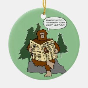 Rolig prydnad för Sasquatch tecknadjulgran Julgransprydnad Keramik