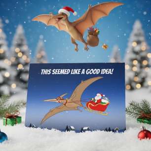 Rolig Pterodactyl-Jultomte Juläventyr Kort