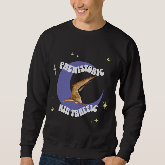 Rolig Pterodactylus Månflygning Humor Lång Ärmad Tröja (Framsida)