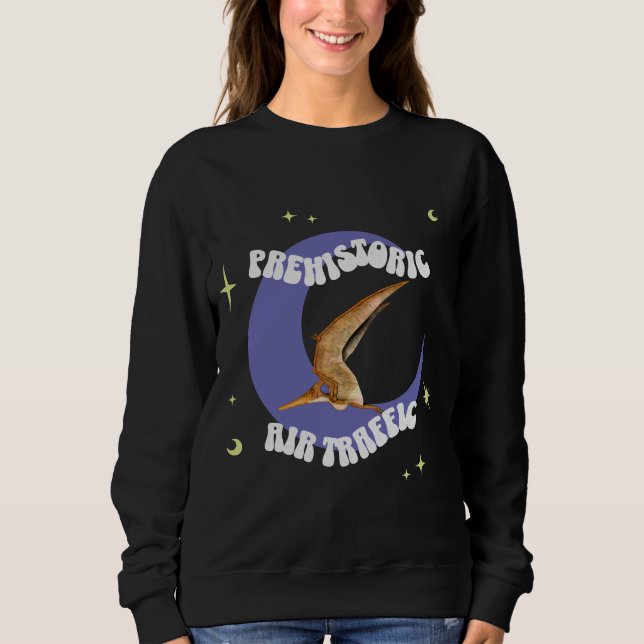 Rolig Pterodactylus Månflygning Humor T Shirt (Framsida)