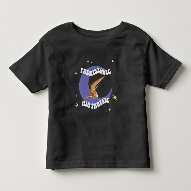 Rolig Pterodactylus Månflygning Humor T Shirt (Framsida)