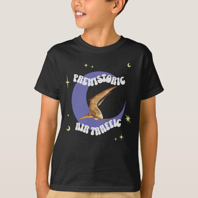 Rolig Pterodactylus Månflygning Humor T Shirt (Framsida)