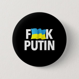 Rolig Puck Futin - Ukrainsk Flagga Knapp