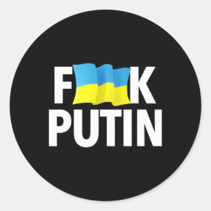 Rolig Puck Futin - Ukrainska flaggan Runt Klistermärke