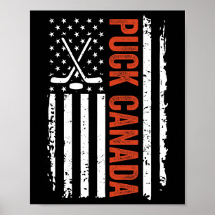 Rolig puck Kanada USA hockey vintage amerikansk fl Poster