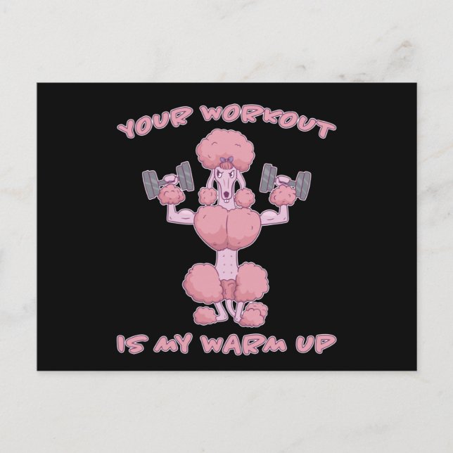 Rolig Pudel Fitness Träningsworkout Vykort (Framsida)