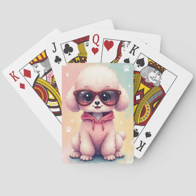 Rolig Pudel Kawaii Hund Casinokort (Baksidan)