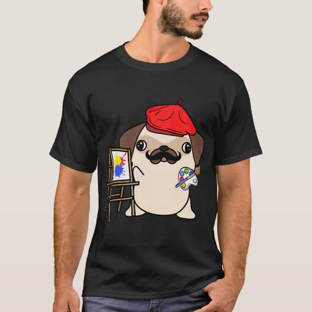 Rolig Pug är en konstnär T Shirt (Framsida)