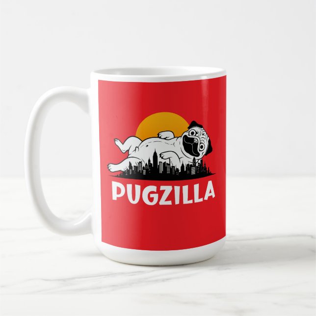 Rolig Pug Hund Kaffemugg (Vänster)
