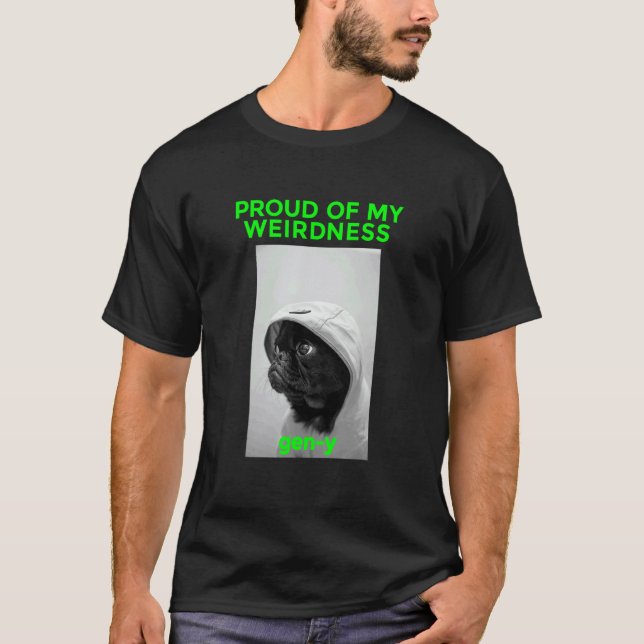 Rolig Pug Hund Presentidé T Shirt (Framsida)
