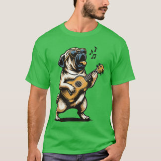 Rolig Pug Hund Spelar Gitarr Sjunger Pugfather T Shirt