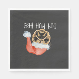 Rolig Pug Jul Hund Mamma Pappa Pyjamas Överstor  Pappersservett