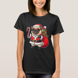 Rolig Pug Jul Santa Outfit Xmas Mamma Pappa Barn T Shirt