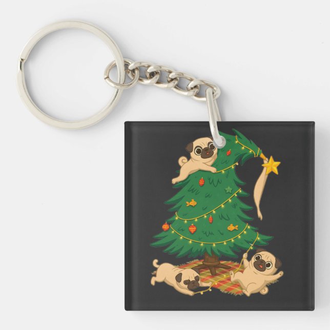 Rolig Pug Julgran Kaos Present (Framsidan)