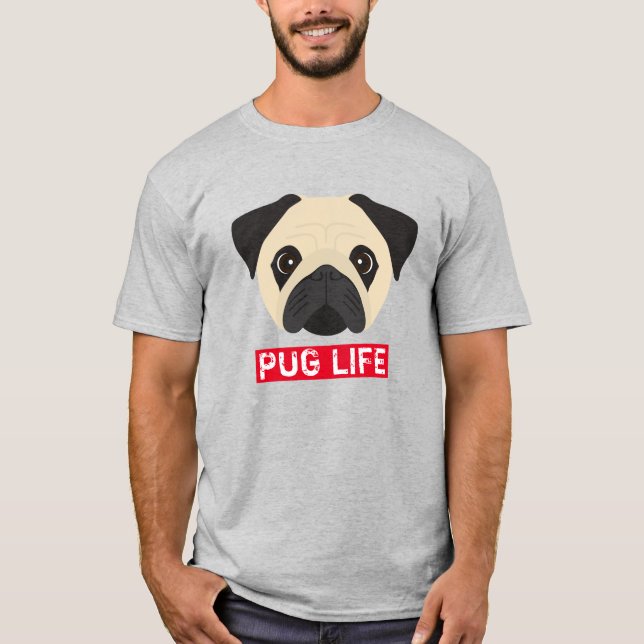 Rolig Pug Liv T Shirt (Framsida)