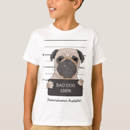 Rolig Pug Mugshot T Shirt