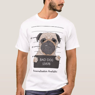 Rolig Pug Mugshot T Shirt