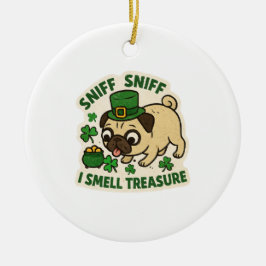 Rolig Pug Skattjakt St. Patrick's Day Julgransprydnad Keramik