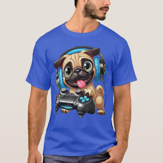 Rolig Pug Söt Hund Valp Spelande Spelare Pugs Spel T Shirt