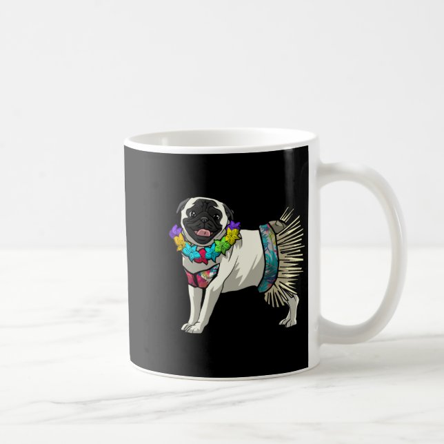 Rolig Pug Tröja - Hula Dansare Hawaii Present Män Kaffemugg (Höger)