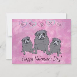 Rolig Pug Valentine Vykort