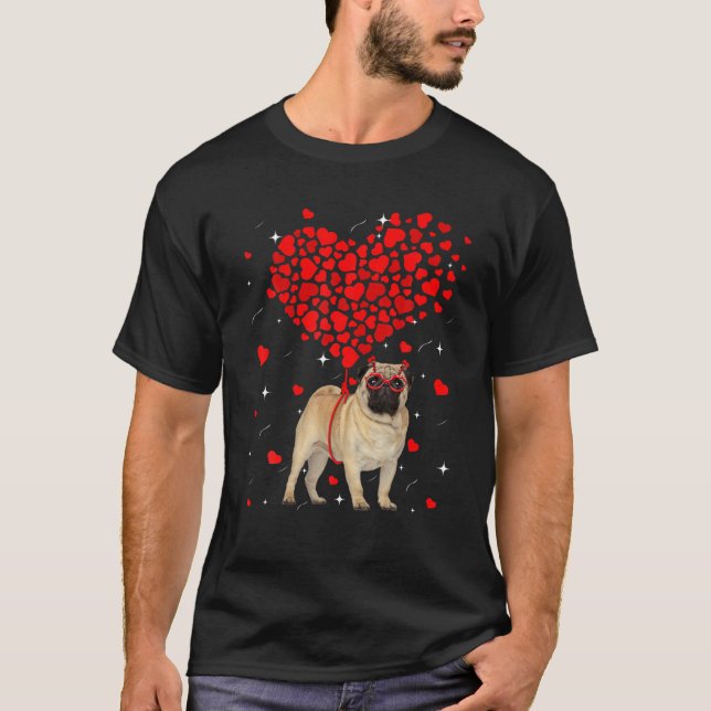 Rolig Pug-valentinpresent för husdjur och hundälsk T Shirt (Framsida)