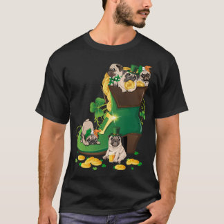 Rolig Pug Valp Saint Patricks Dag Shamrock Irländs T Shirt