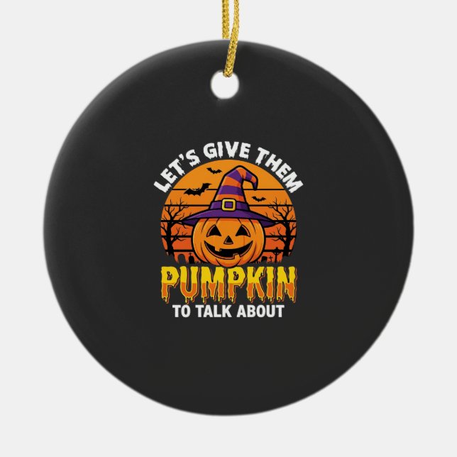 Rolig Pumpa Halloween Puns Design2 (1)_1 Julgransprydnad Keramik (Framsidan)