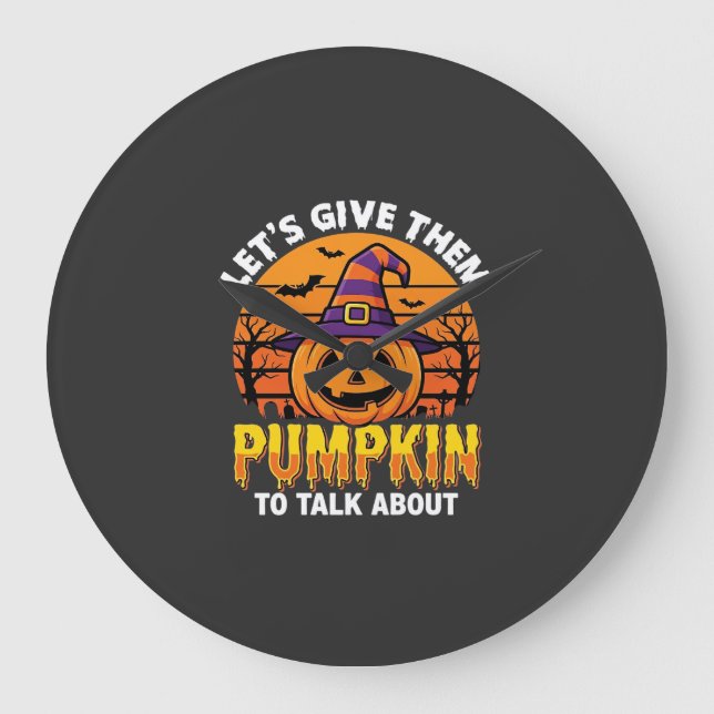 Rolig Pumpa Halloween Puns Design2 (1)_1 Stor Klocka (Framsida)
