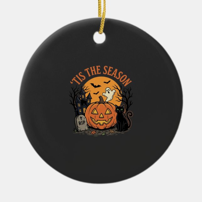 Rolig Pumpa Halloween Puns Design2 (2)_1 Julgransprydnad Keramik (Framsidan)