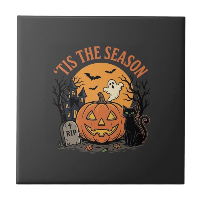 Rolig Pumpa Halloween Puns Design2 (2)_1 Kakelplatta (Framsidan)