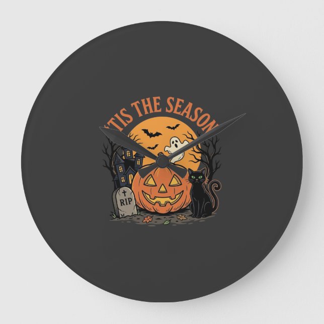 Rolig Pumpa Halloween Puns Design2 (2)_1 Stor Klocka (Framsida)
