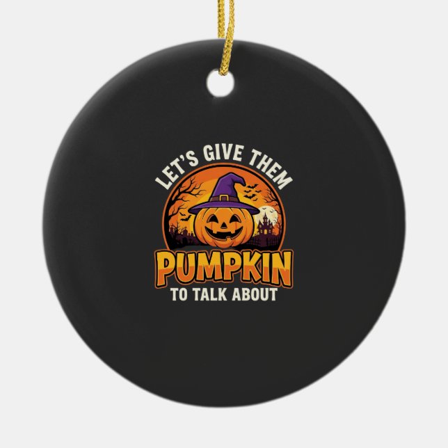 Rolig Pumpa Halloween Puns Design_1 Julgransprydnad Keramik (Framsidan)